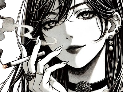 femme manga cigarette