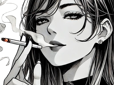 femme manga cigarette