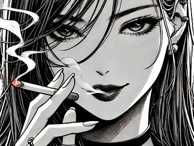 femme manga cigarette