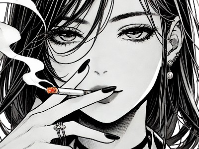 femme manga cigarette
