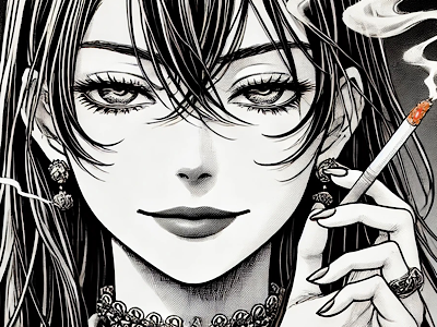femme manga cigarette
