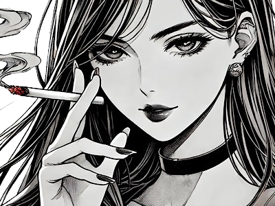 femme manga cigarette