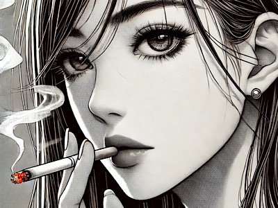 femme manga cigarette
