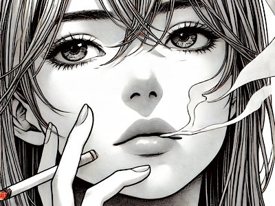 femme manga cigarette