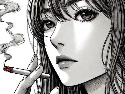 femme manga cigarette