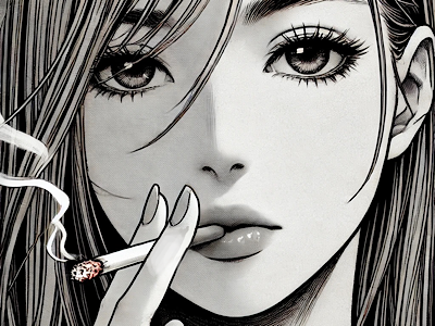 femme manga cigarette