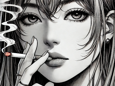 femme manga cigarette