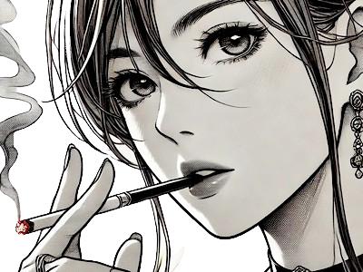 femme manga cigarette