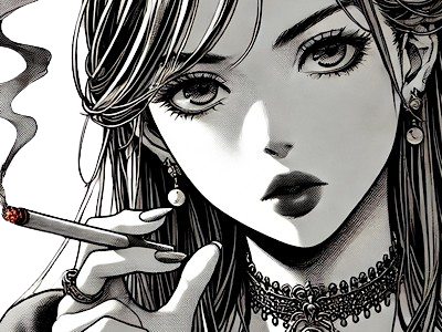 femme manga cigarette