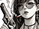 femme-manga-cigarette-arme