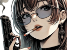 femme-manga-cigarette-arme