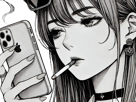 femme-manga-cigarette-telephone-smartphone-iphone