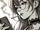 femme-manga-cigarette-telephone-smartphone-iphone