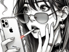 femme-manga-cigarette-telephone-smartphone-iphone-oh-my