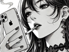 femme-manga-cigarette-telephone-smartphone-iphone