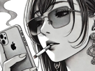 femme-manga-cigarette-smartphone-iphone-telephone