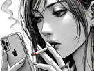 femme-manga-cigarette-smartphone-iphone-telephone