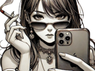 femme-manga-cigarette-smartphone-iphone-telephone