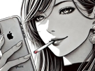 femme-manga-cigarette-iphone-telephone-smartphone