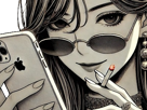 femme-manga-cigarette-iphone-telephone-smartphone