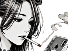 femme-manga-cigarette-iphone-smartphone