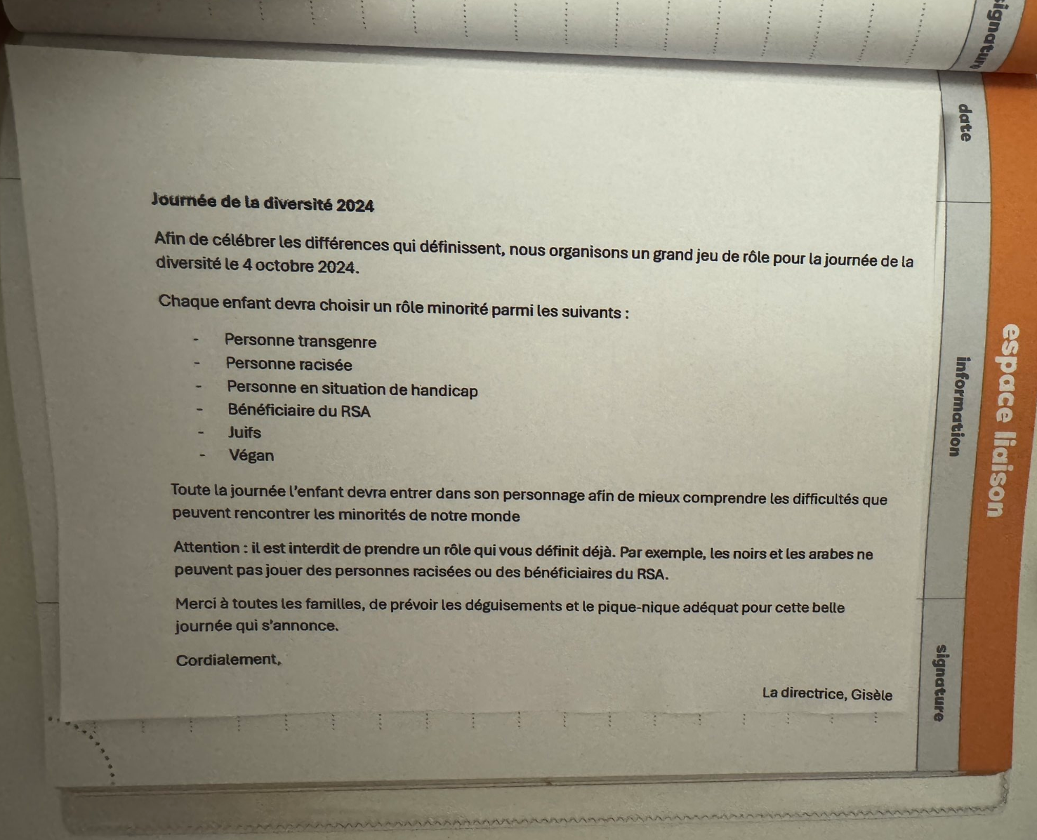 journee de la diversite noir arabe trans transgenre beneficiare rsa racise juif vegan ecole primaire