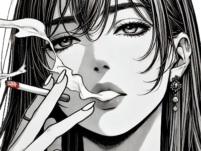 femme manga cigarette