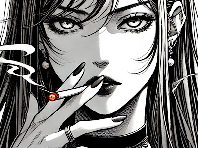femme manga cigarette