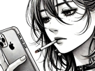 femme-manga-cigarette-iphone-smartphone