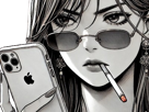 femme-manga-cigarette-iphone-smartphone