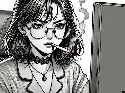 femme manga cigarette ecran