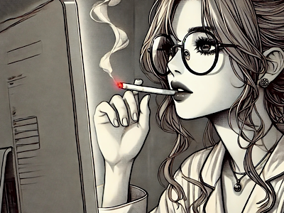 femme manga cigarette ecran