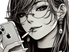 femme-manga-cigarette-iphone