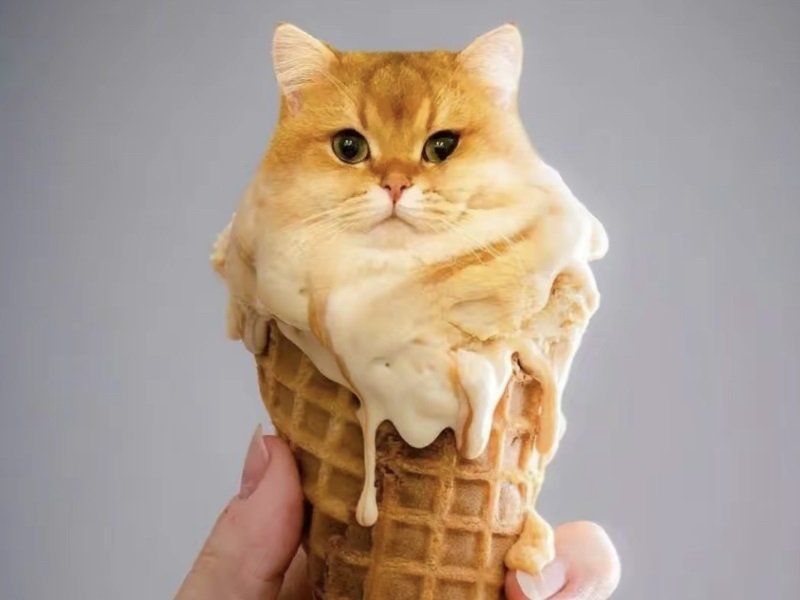chat glace minion cute miaou minou mange cone