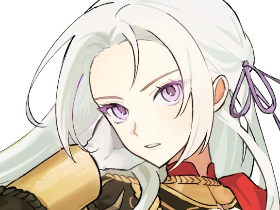 edelgard edel jeanne fire emblem three houses aigles jais moupe main cheveux assuree determinee interrogative