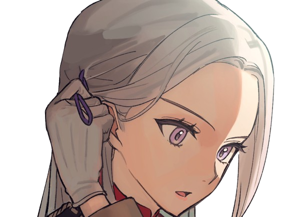 edelgard edel jeanne fire emblem three houses aigles jais moupe main cheveux concentree reflechie mignonne