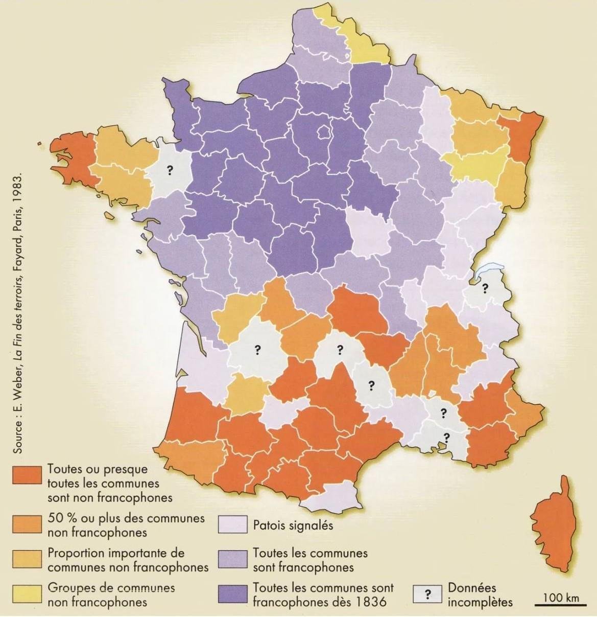carte france langue region patois colonisation jacobins