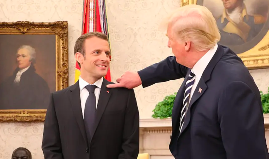macron gaucho gauchiste larme trump usa maga humiliation petit grand france