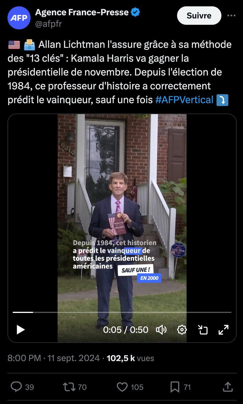 allan lichtman usa election victoire defaite prediction historien trump harris