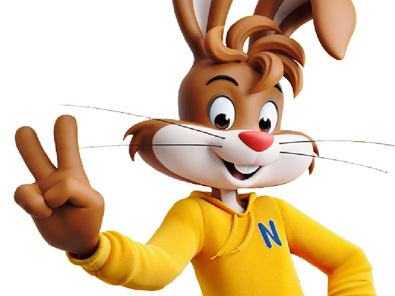 nesquik mascotte lapin deux doigt signe peace sourire smile paix paz chill