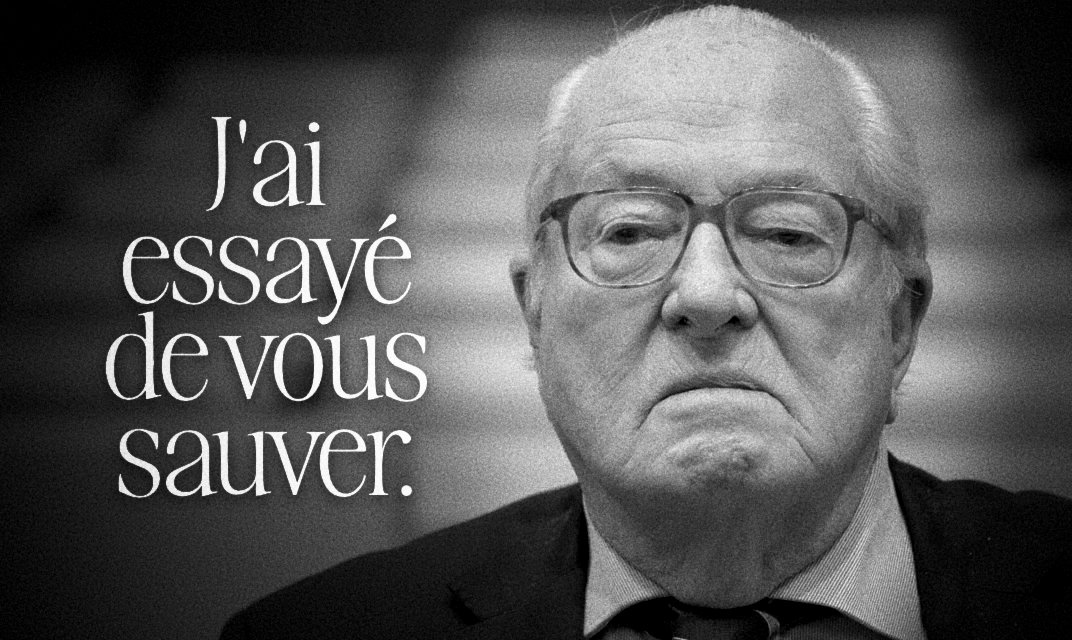 jean marie lepen le pen jmlp jai essaye de vous sauver noir blanc