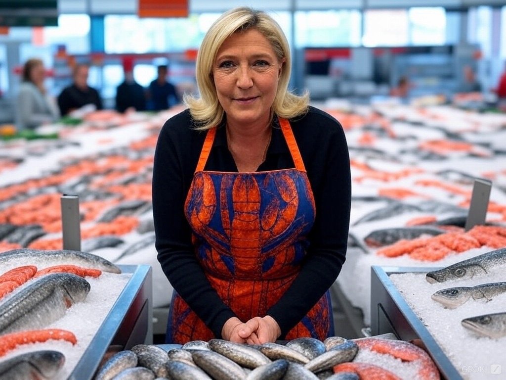 Sticker marine le pen poissoniere par 010001100100111