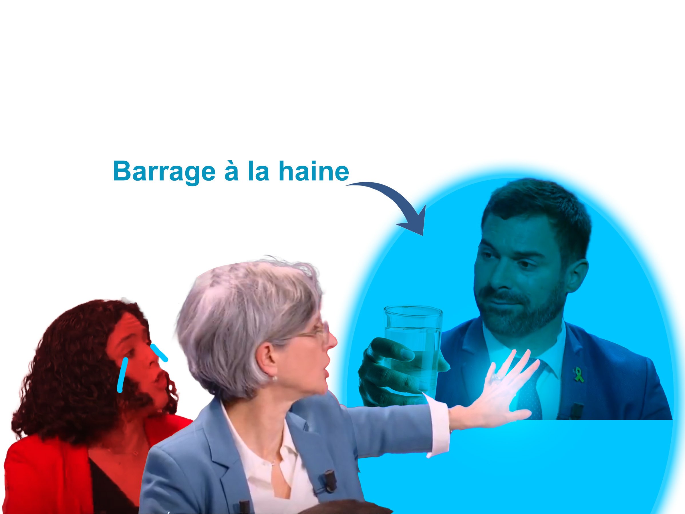 manon aubry julien odoul sandrine rousseau barrage haine sexisme fachisme facho verre eau