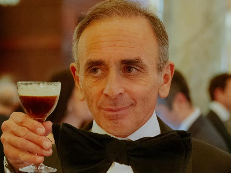 eric zemmour verre vin nud papillon trump investiture costume