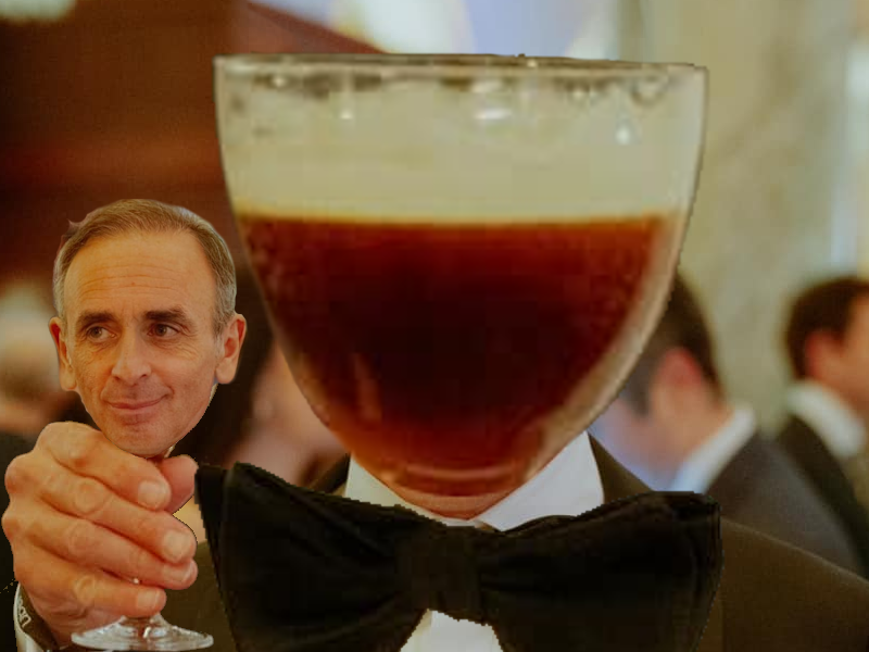 eric zemmour verre vin nud papillon trump investiture costume inverse