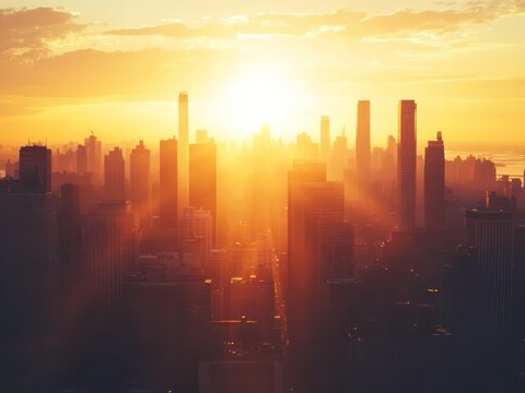 ville immeubles centre-ville aube soleil leve nouvelle journee