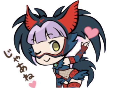 melissa nargatail sourire chibi coeur cute charme kawai amour bisou chou monster hunter riders nargacuga