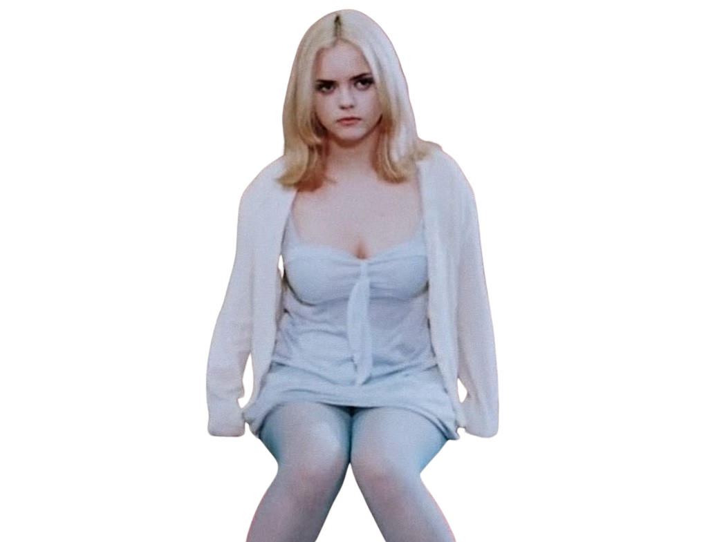 layla buffalo 66 christina ricci blonde robe bleue assise