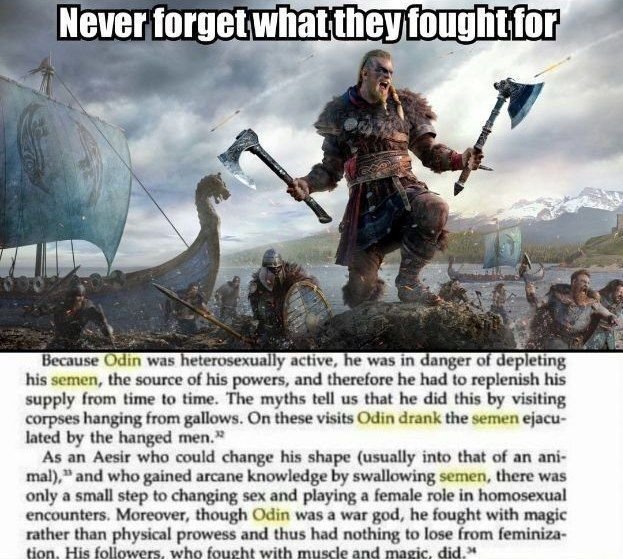 odin dieu nordique viking sperme semence boit buveur salope tarlouze pedale lgbt redpill judeo-compatible sacrifice