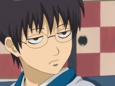 anime gintama shinpachi depressif con lunettes stupide attarde helite